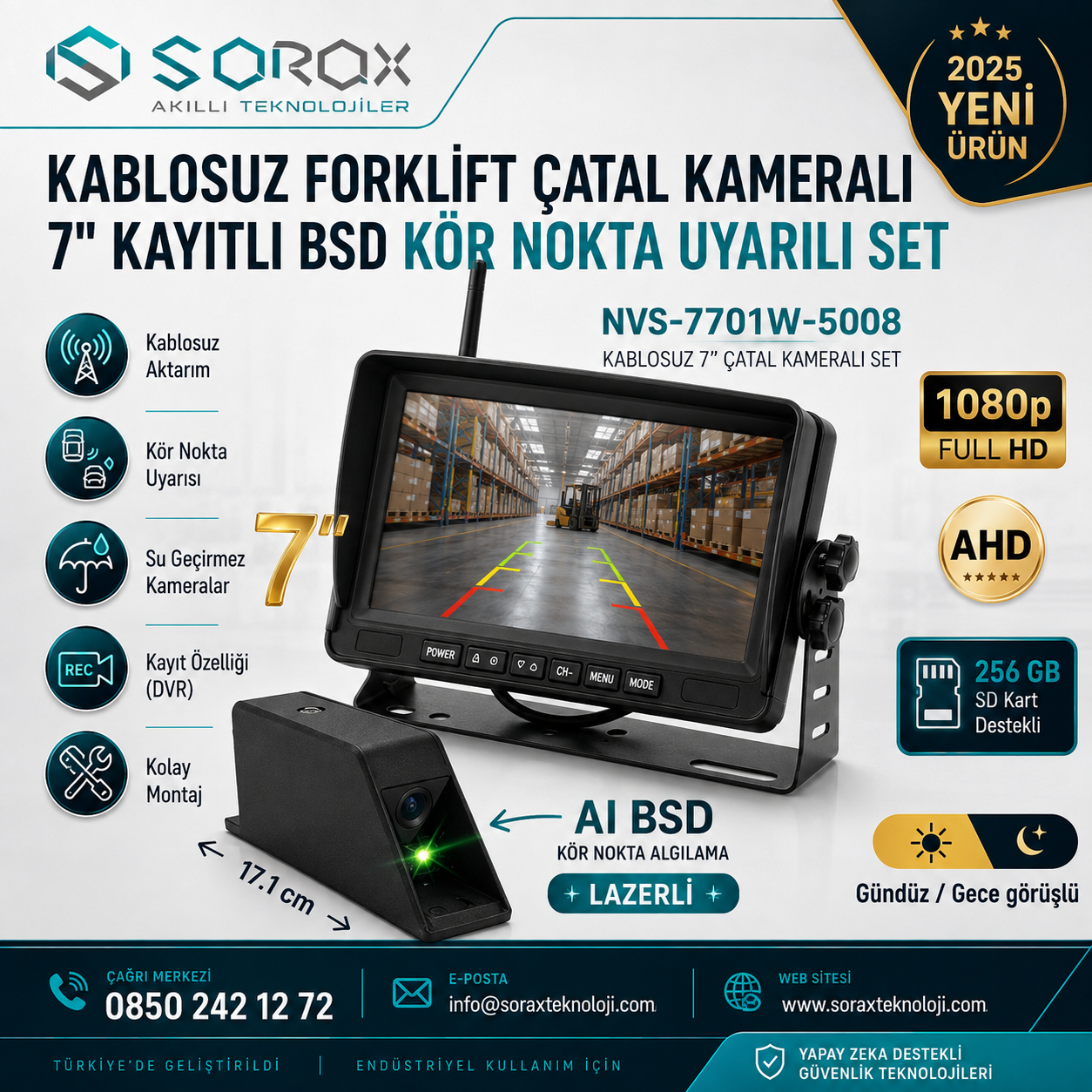 Sorax Kablosuz Forklift Çatal Kamerası 1